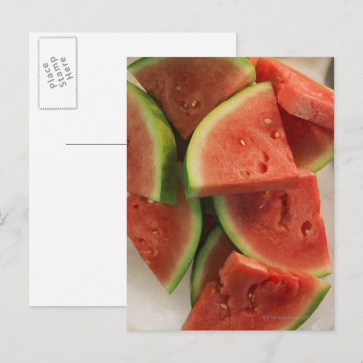 Plakken van watermeloenen briefkaart (Voorkant / Achterkant)