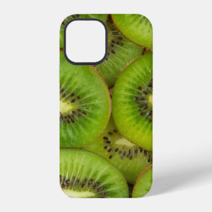 Plakken verse en rijpe kiwi in rijenbruin,c iPhone 12 hoesje