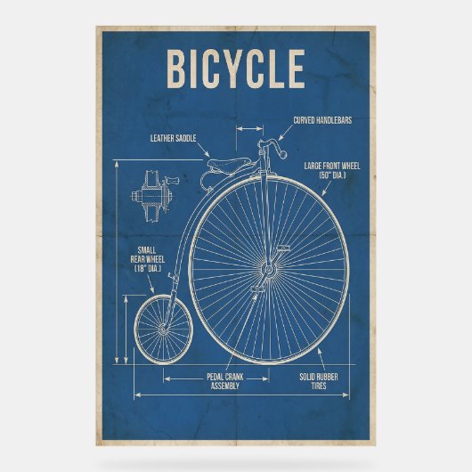 Plan de bicyclette Penny Farthing Art mural vintag (Recto)