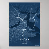 Plan de Boston Impression Bleue Massachusetts Art  (Devant)