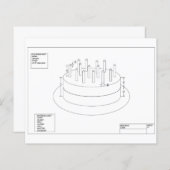 Plan de gâteau d'anniversaire à la carte de fête (Devant / Derrière)