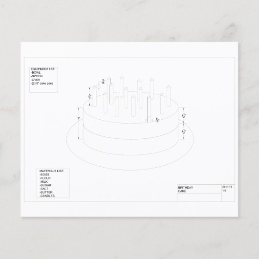 Plan de gâteau d'anniversaire à la carte de fête (Devant)