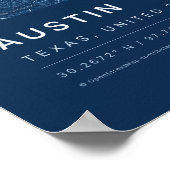 Plan de la ville d'Austin TX — Impression de carte (Coin)