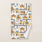 Plan de la ville Motif pour enfants Jaune et gris (Serviette à main)