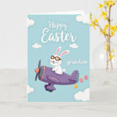 Plan de lapin Pâques Petit-fils Carte (Fleur jaune)