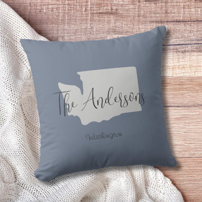 Plan de l'État de Washington Oreillers minimaux à  (Show pride for your state and personalize it!  "love makes this house a home in <your state>")