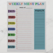 Plan de menu de deux semaines (Devant)