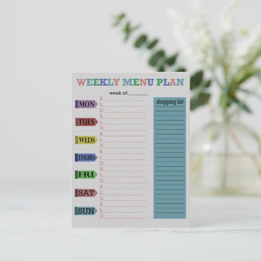 Plan de menu hebdomadaire (Debout devant)