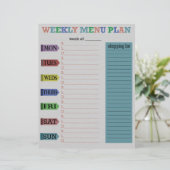 Plan de menu hebdomadaire (Debout devant)