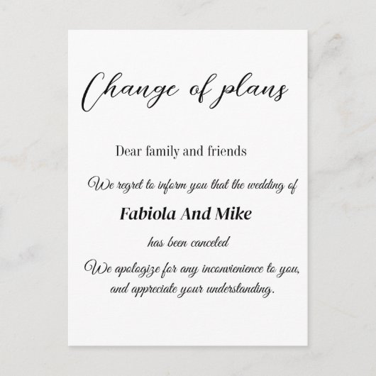 plan de modification de carte d'annulation de mari (Devant)