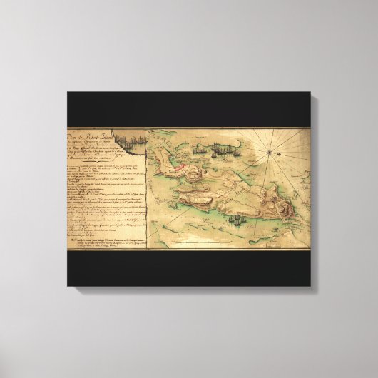 Plan de Rhode Island Map (1778) Canvas Afdruk (Voorkant)