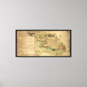 Plan de Rhode Island Map (1778) Canvas Afdruk