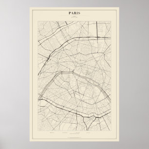 Plan de rue de Paris Poster