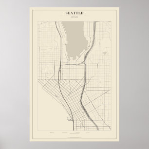 Plan de rue de Seattle Poster