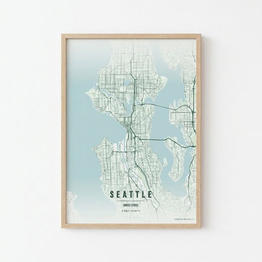 Plan de Seattle Impression Art mural de la ville d