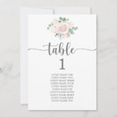 Plan de siège Mariage carte de table Blush rose fl (Devant)