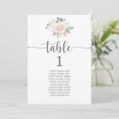 Plan de siège Mariage carte de table Blush rose fl (Debout devant)