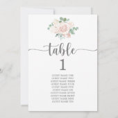 Plan de siège Mariage carte de table Blush rose fl (Dos)