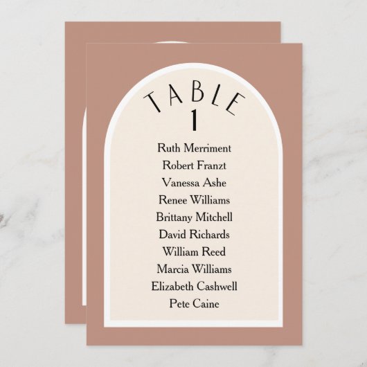 Plan de siège pour le numéro de table arqué modern (Devant / Derrière)