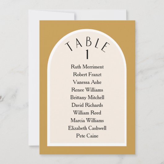 Plan de siège pour le numéro de table arqué modern (Devant)