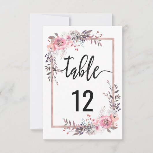 Plan de table à numéros de table Rose Gold et Blus (Devant)