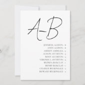 Plan de table alphabétique, Carte de mariage minim (Devant)