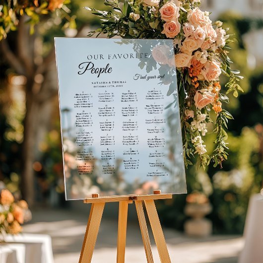 Plan de table alphabétique de mariage minimaliste
