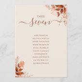 Plan de table automnal rustique numéro de table (Dos)