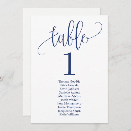 Plan de table Carte de table Calligraphie charmant (Devant / Derrière)