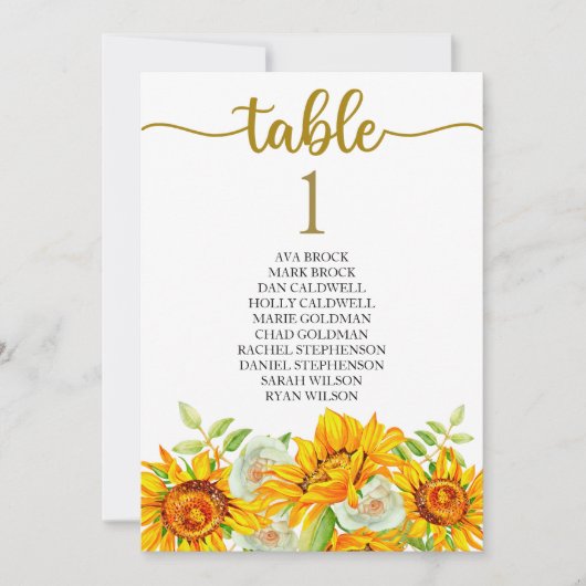 Plan de table Carte de table Calligraphie élégante (Devant)