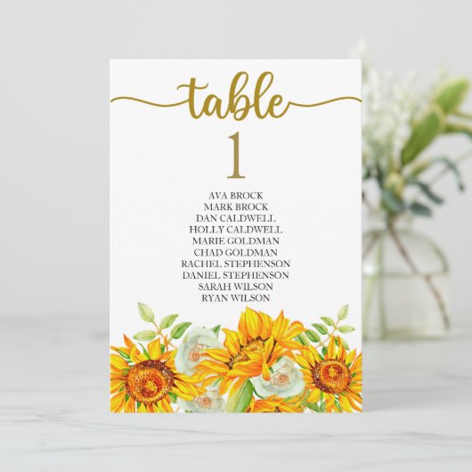 Plan de table Carte de table Calligraphie élégante (Debout devant)