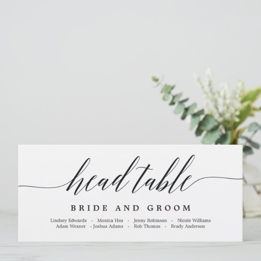 Plan de table carte de tête - Écriture moderne (Debout devant)