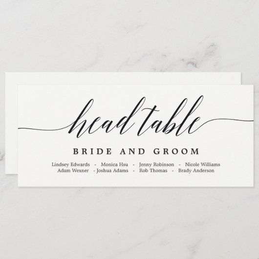 Plan de table carte de tête - Écriture moderne (Devant / Derrière)