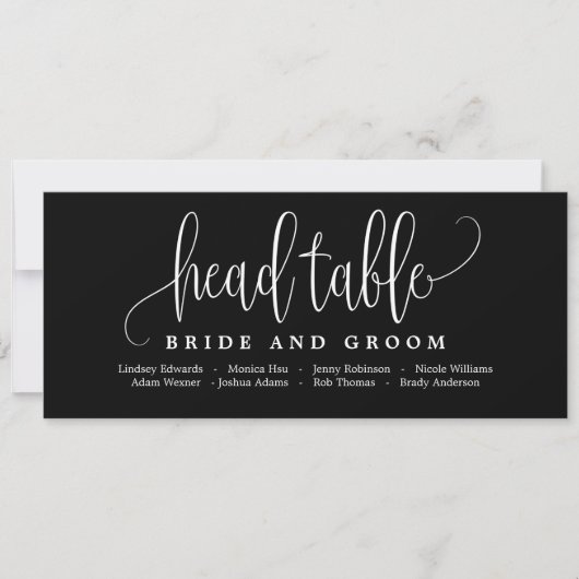 Plan de table carte de tête - Jolie calligraphie (Devant)