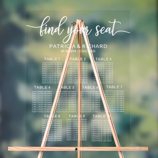 Plan de table de mariage 10 tables (Neutre)
