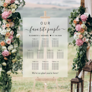 Plan de table de mariage 10 tables en verre dépoli