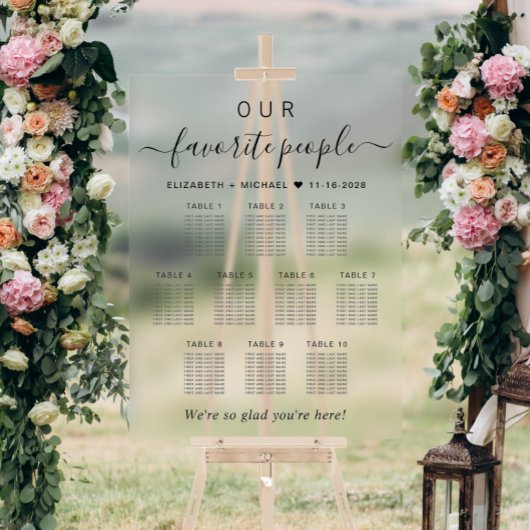 Plan de table de mariage 10 tables pour les person