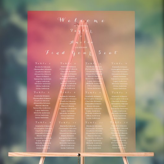 Plan de table de mariage 12 tables coucher de sole (Neutre)