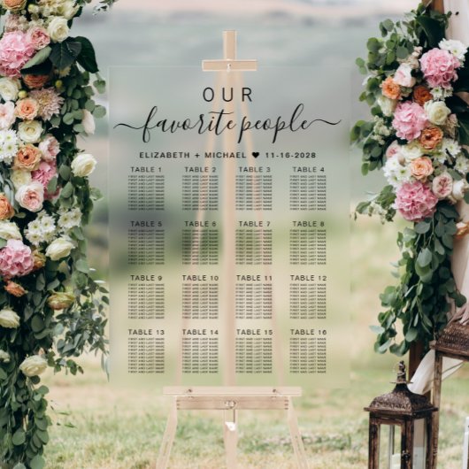 Plan de table de mariage 16 personnes