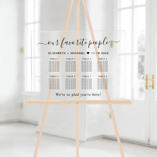 Plan de table de mariage 8 tables pour les personn