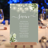 Plan de table de mariage à numéros de table vert s