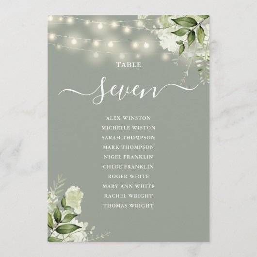 Plan de table de mariage à numéros de table vert s (Dos)