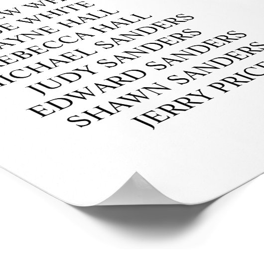 Plan de table de mariage affiche (Coin)