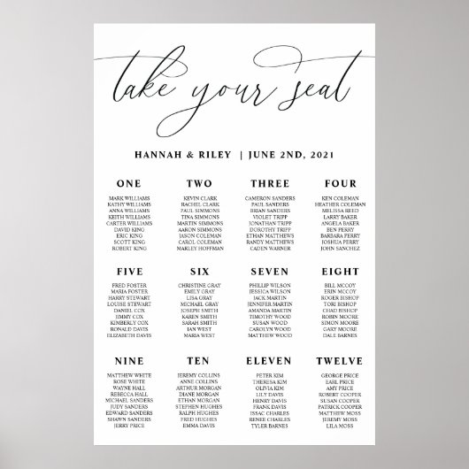 Plan de table de mariage affiche (Devant)