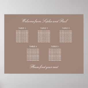 Plan de table de mariage affiche Taupe 5