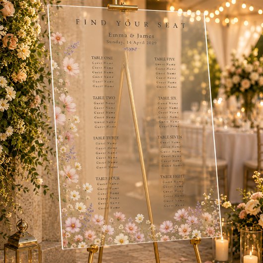 Plan de table de mariage aux fleurs sauvages fanta
