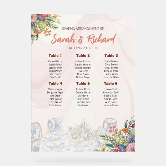 Plan de table de mariage aux fleurs sauvages roman (Recto)