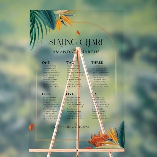Plan de table de mariage aux fleurs tropicales élé (Neutre)