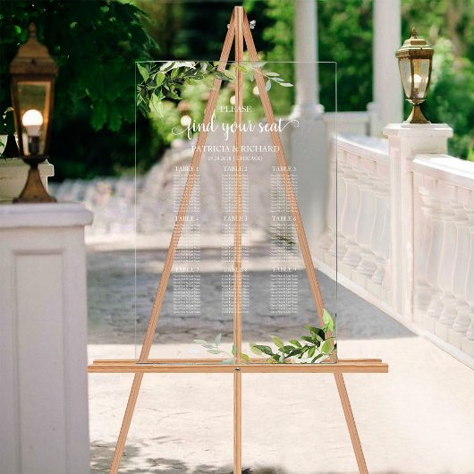 Plan de table de mariage avec 9 tables et verdure