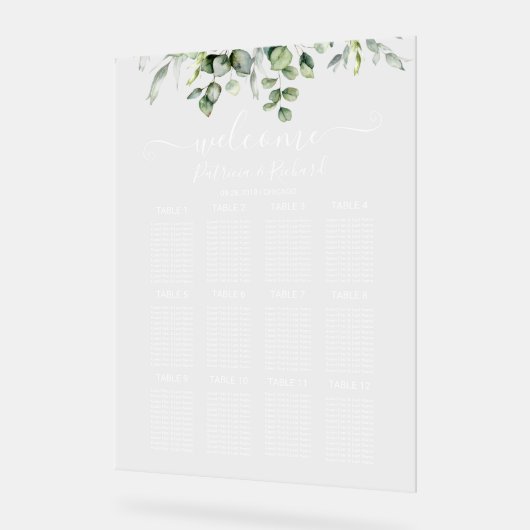 Plan de table de mariage avec verdure (Angle)